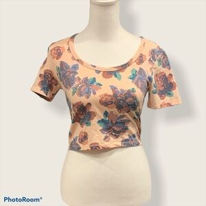 5/$25 Talula Light Pink  Multi Floral Crop Top- Size Small